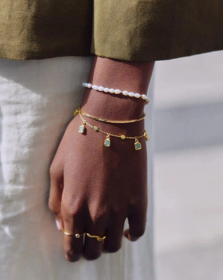 bracelet de perles de culture - plaqué or 18 caratsperle