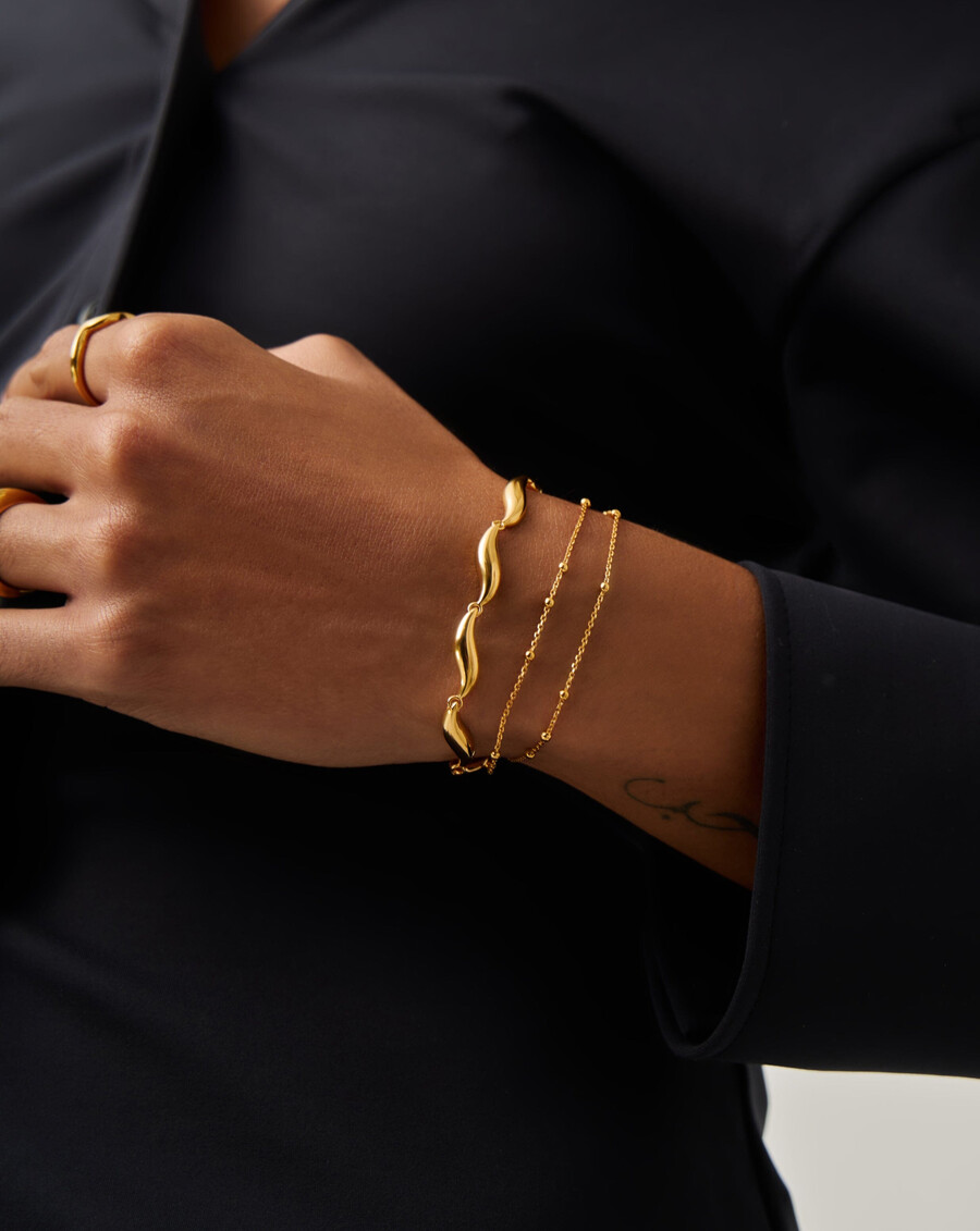 bracelet à maillons savi signature - or