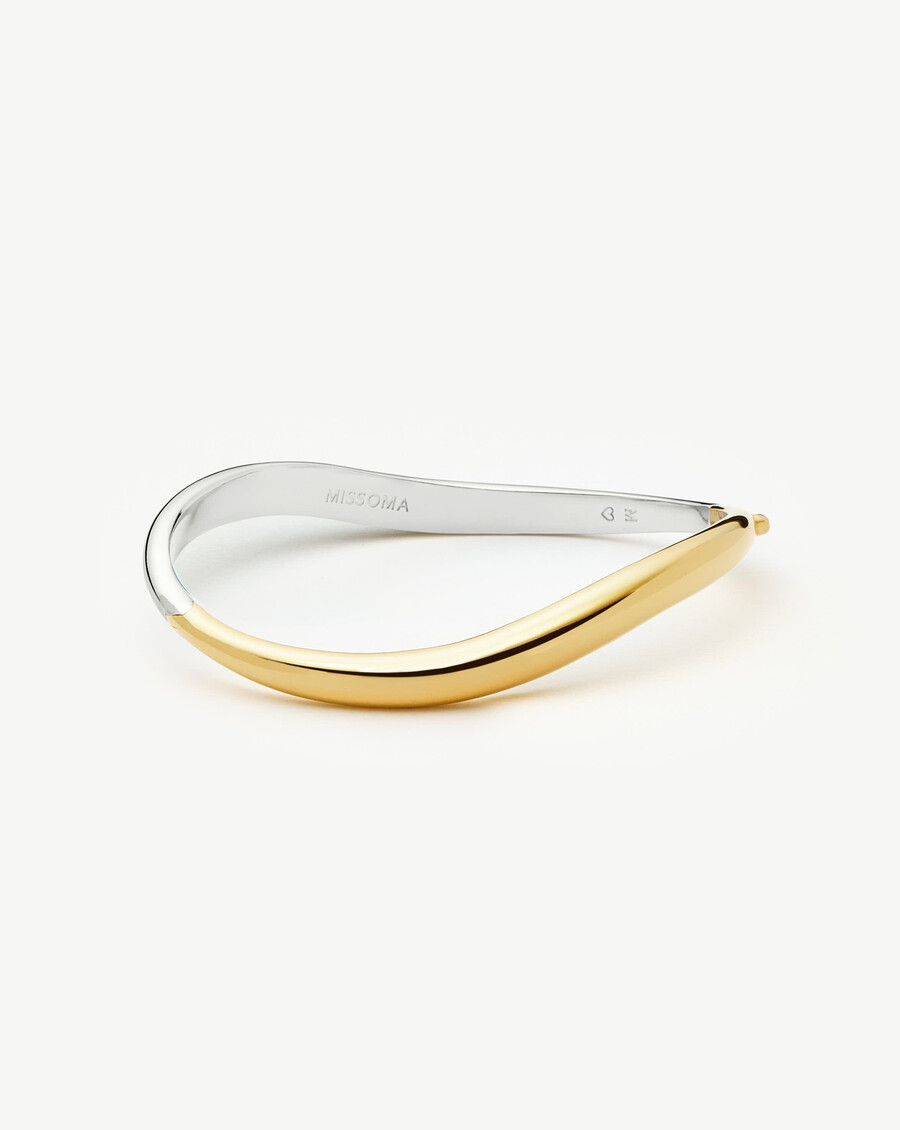 bracelet jonc articulé savi signature - or et argent