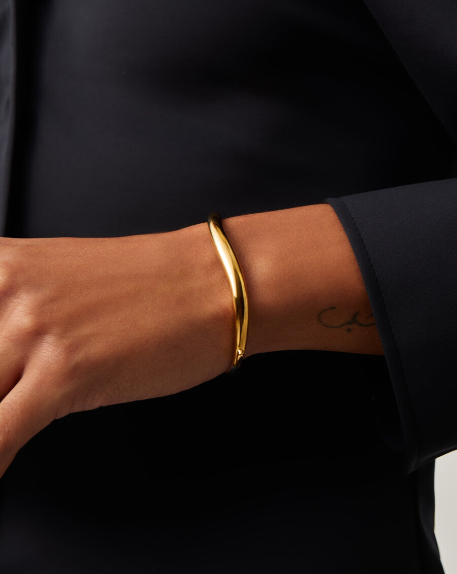 bracelet jonc articulé savi signature - or et argent