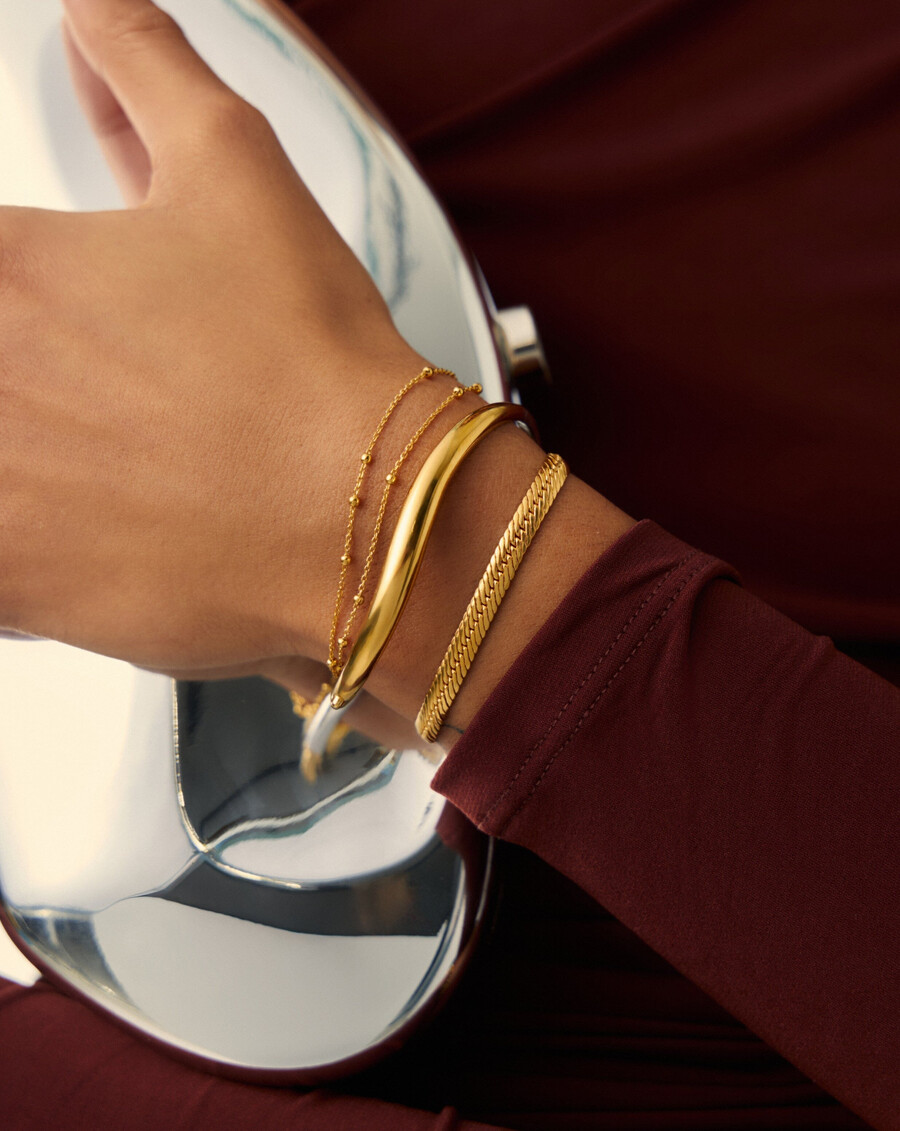 bracelet jonc articulé savi signature - or et argent