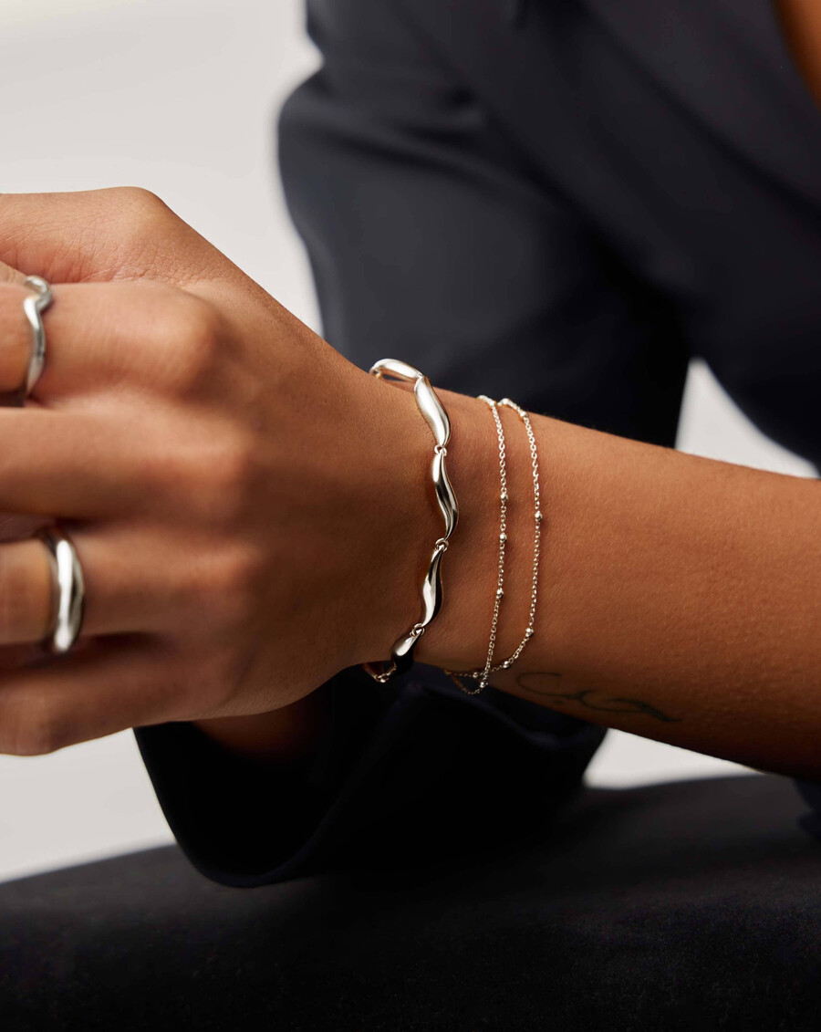 bracelet à maillons savi signature - argent