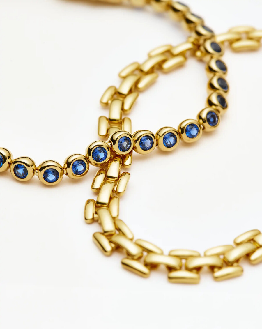 ensemble bracelet tennis et trombone - or bleu