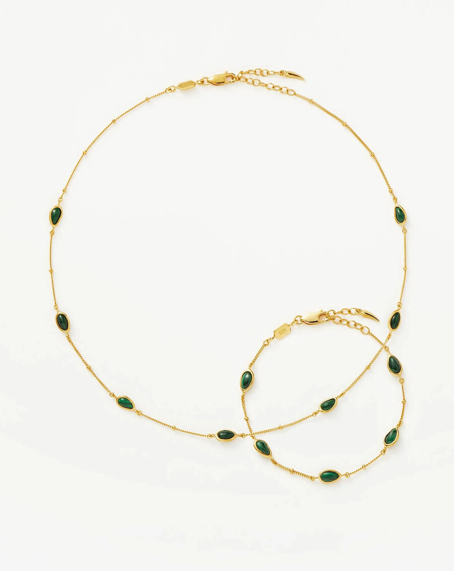 ensemble ras-de-cou et bracelet iconiques en pierre précieuse magma - vermeil