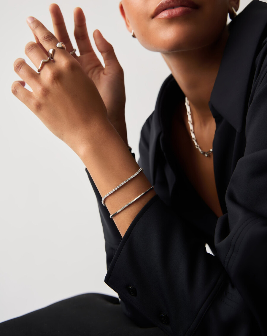 ensemble de bracelets classiques tennis et chaîne serpent - argent sterling