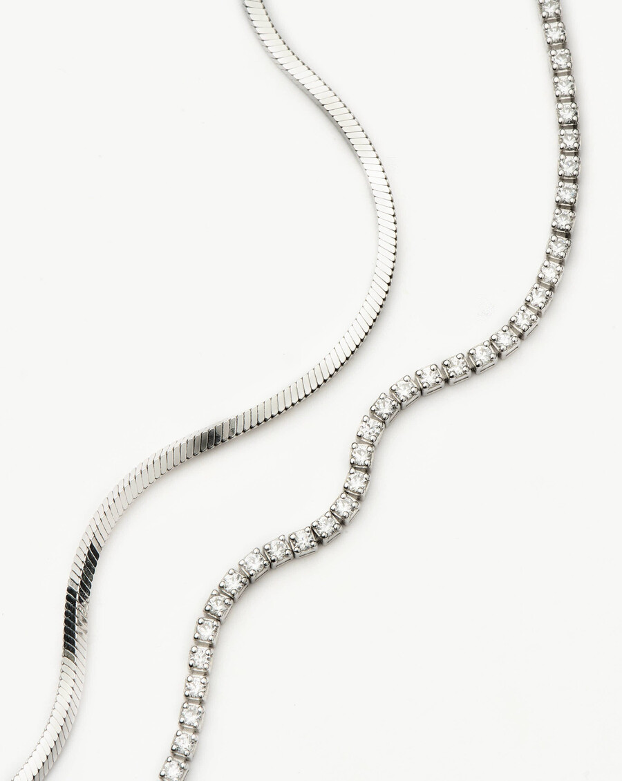 ensemble de bracelets classiques tennis et chaîne serpent - argent sterling