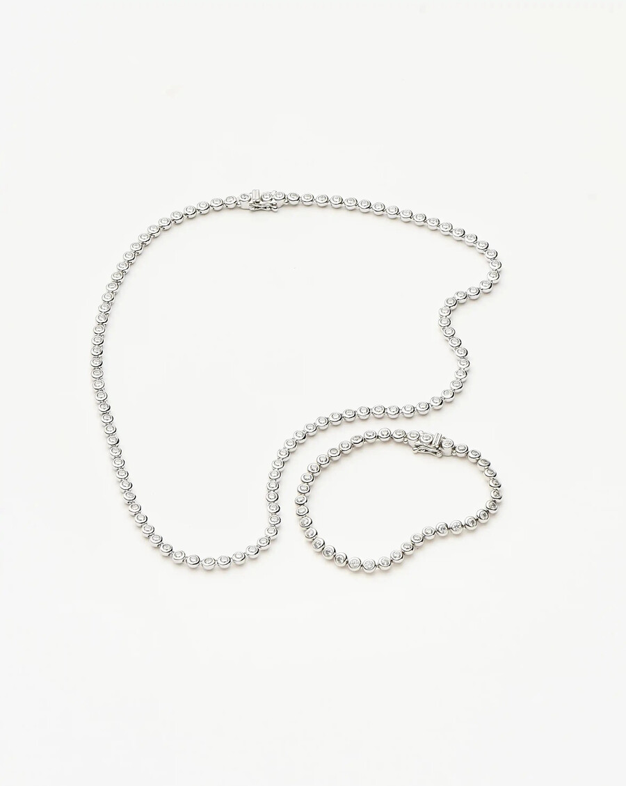 ensemble collier et bracelet ronds tennis - argent