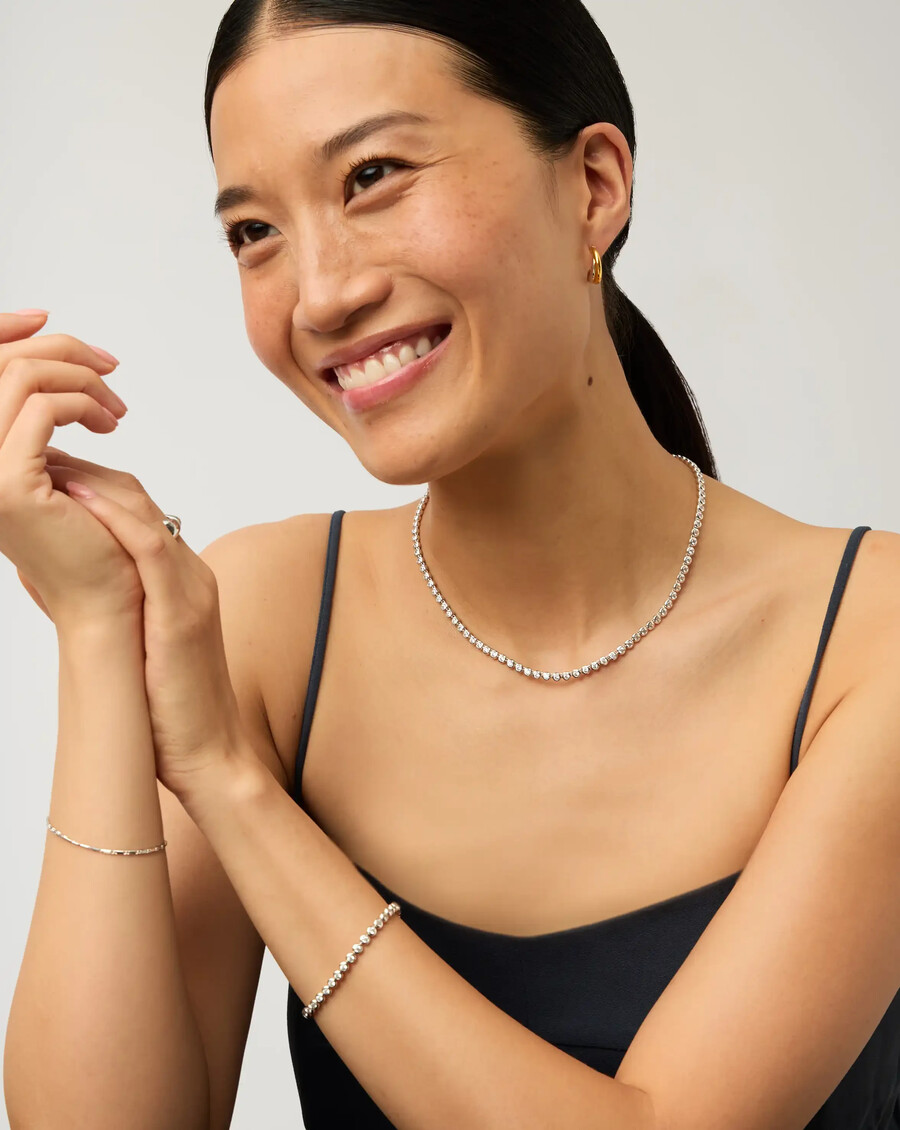 ensemble collier et bracelet ronds tennis - argent