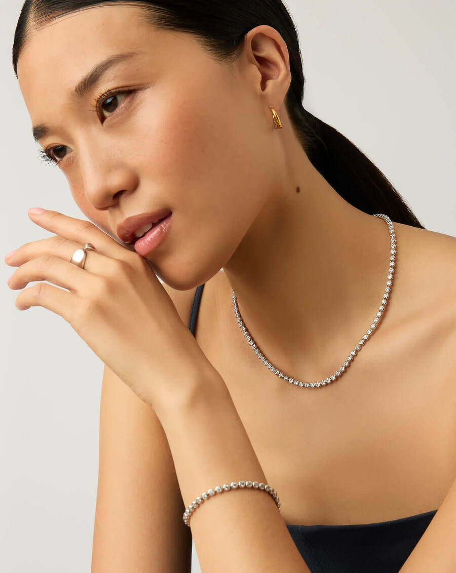 ensemble collier et bracelet ronds tennis - argent