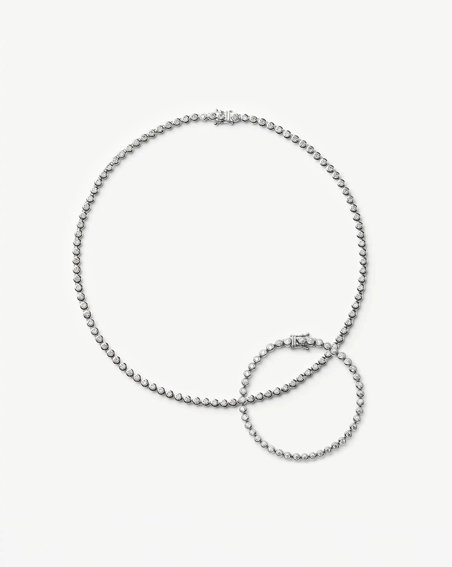 ensemble collier et bracelet ronds tennis - argent