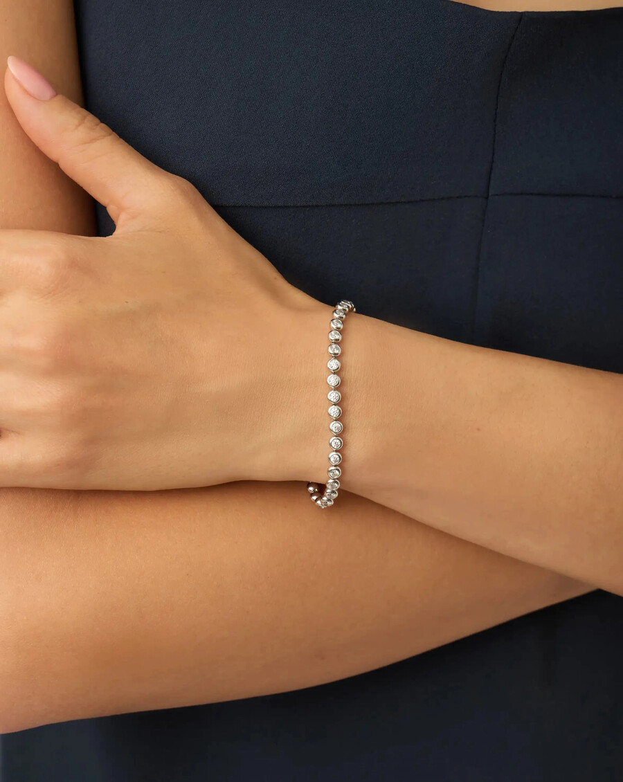 ensemble collier et bracelet ronds tennis - argent