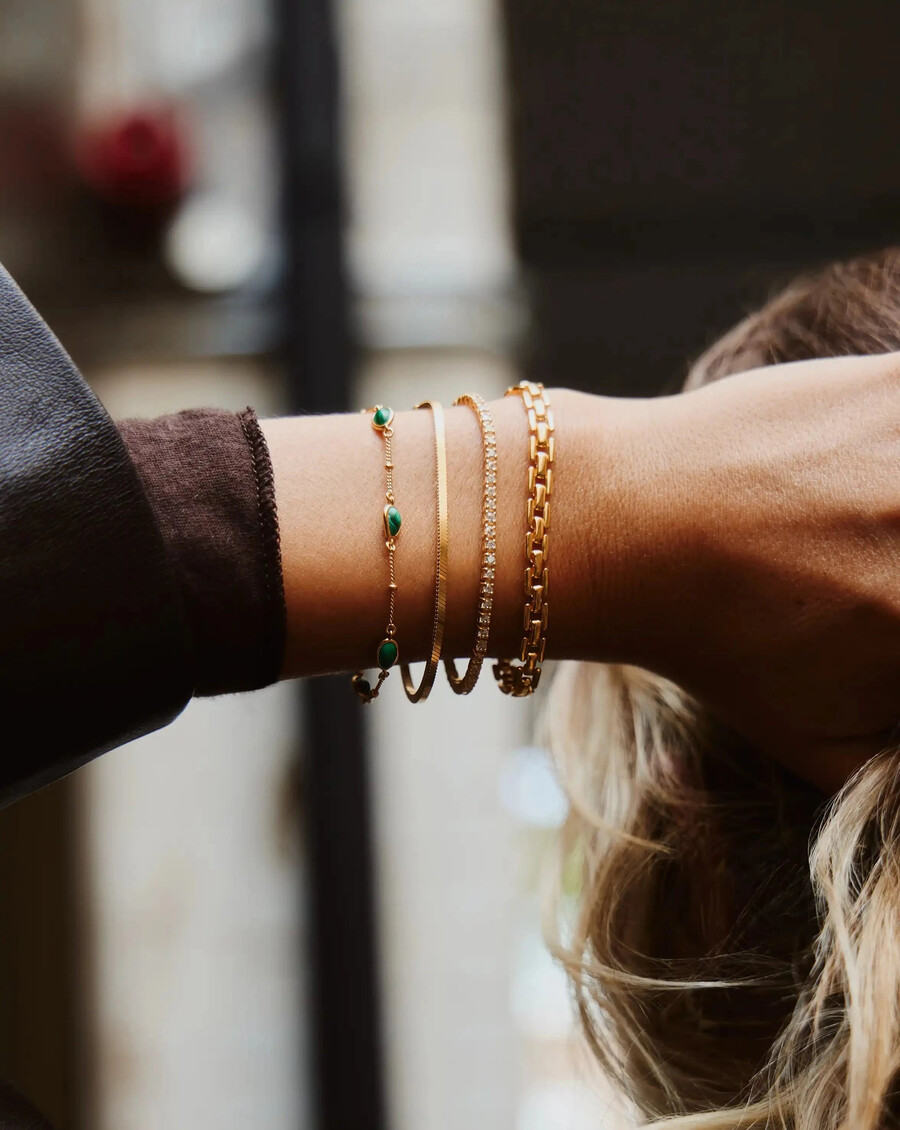 bracelet de tennis classique - vermeil en or 18 carats et zircone cubique