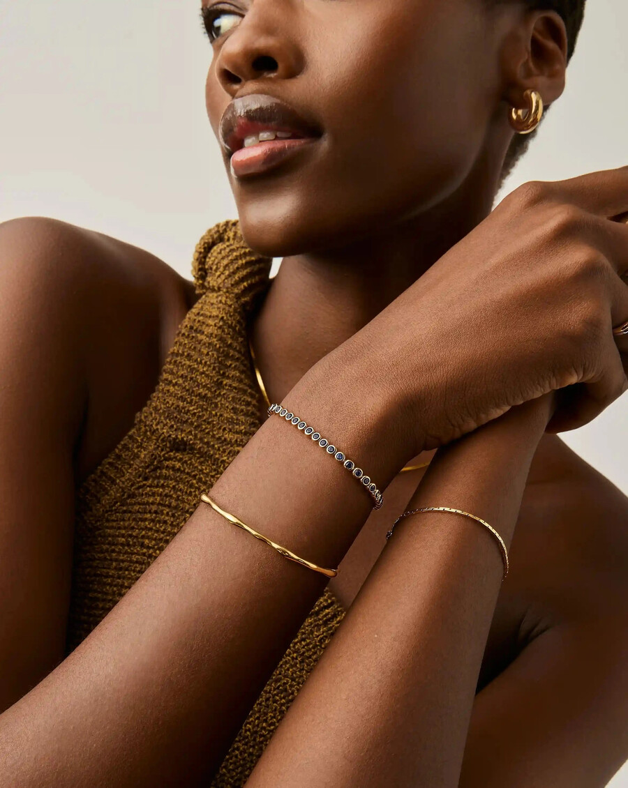 bracelet de tennis rond - or bleu