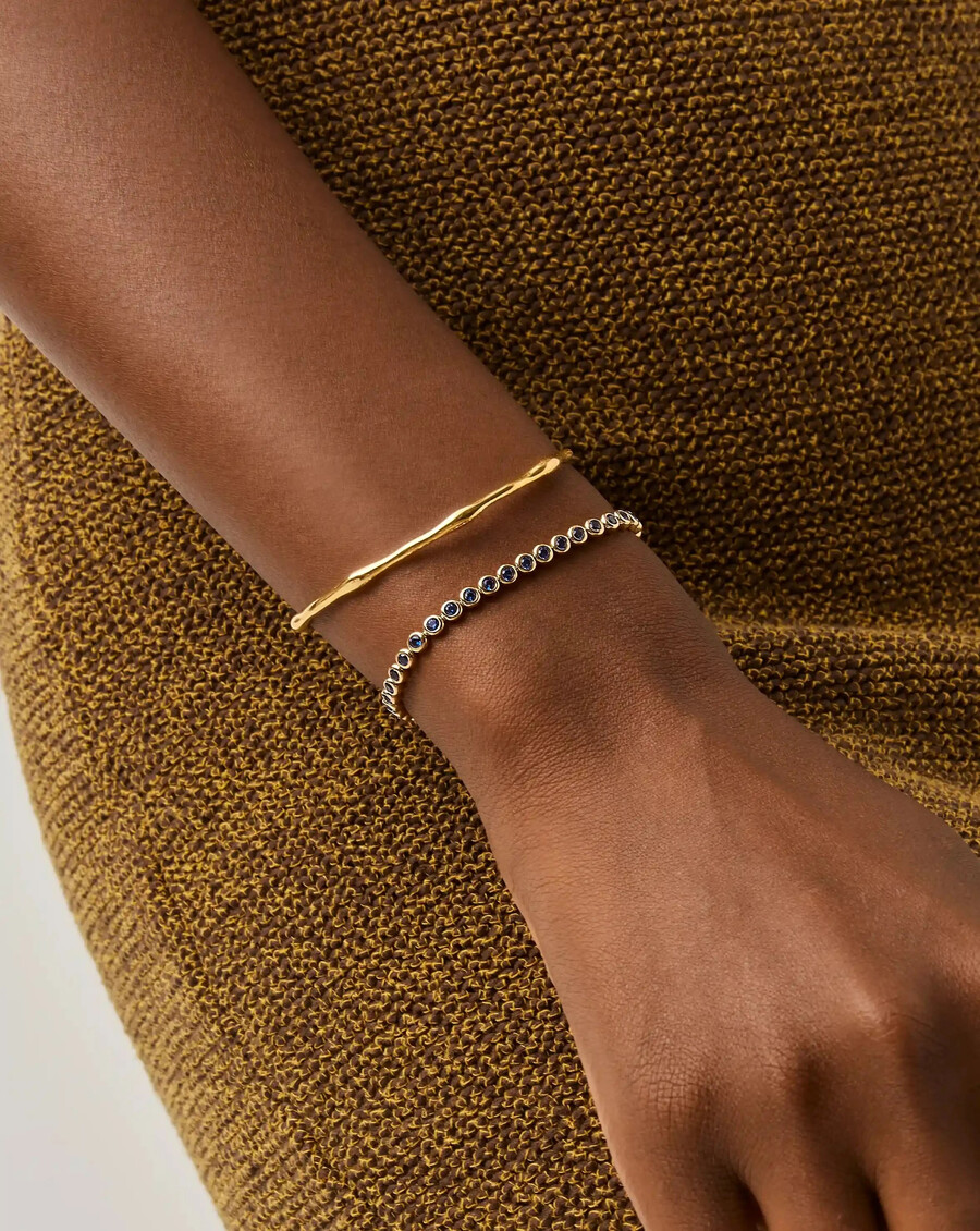 bracelet de tennis rond - or bleu