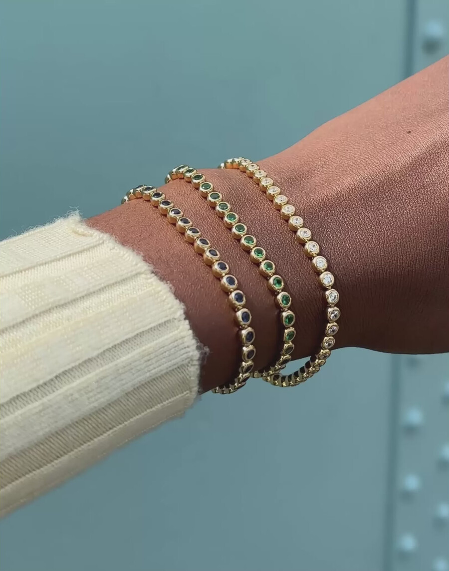 bracelet de tennis rond - or bleu