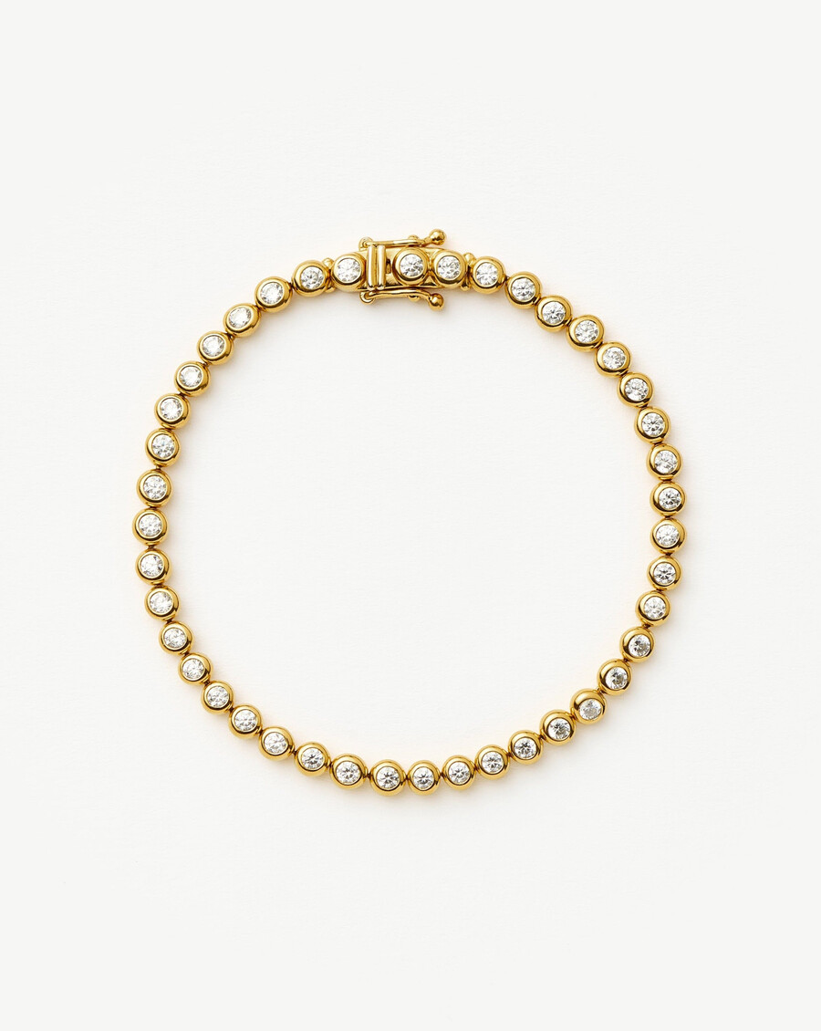 bracelet de tennis rond - vermeil en or 18 carats et zircone cubique