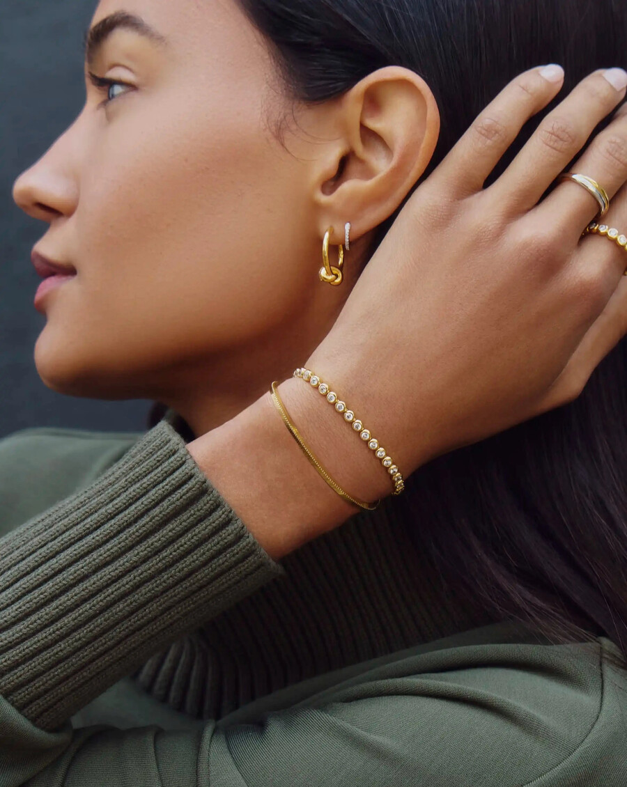 bracelet de tennis rond - vermeil en or 18 carats et zircone cubique