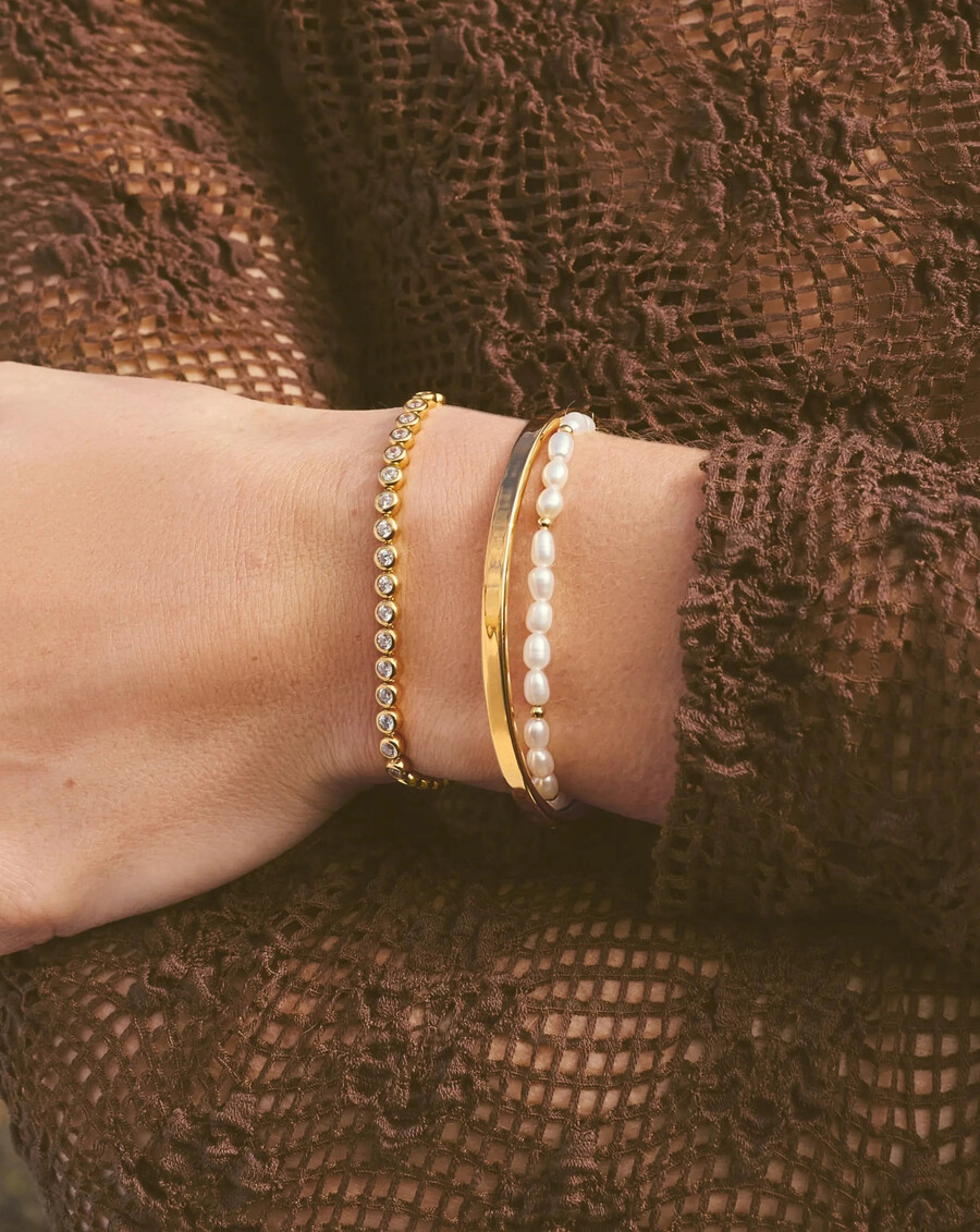 bracelet de tennis rond - vermeil en or 18 carats et zircone cubique
