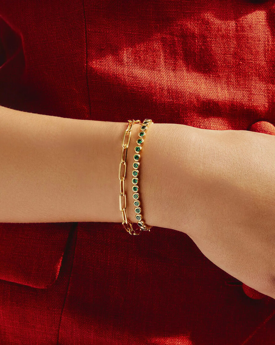 bracelet de tennis rond - or vert