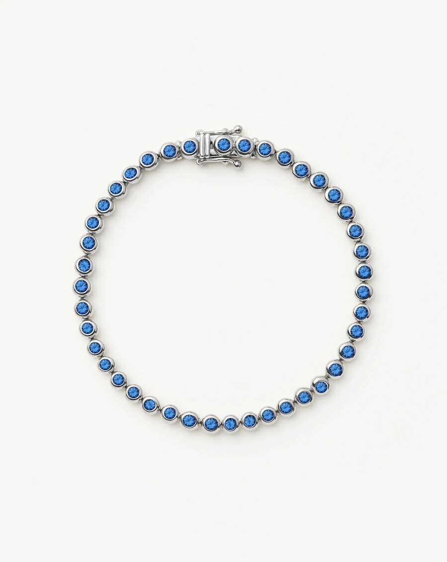 bracelet de tennis rond - argent bleu