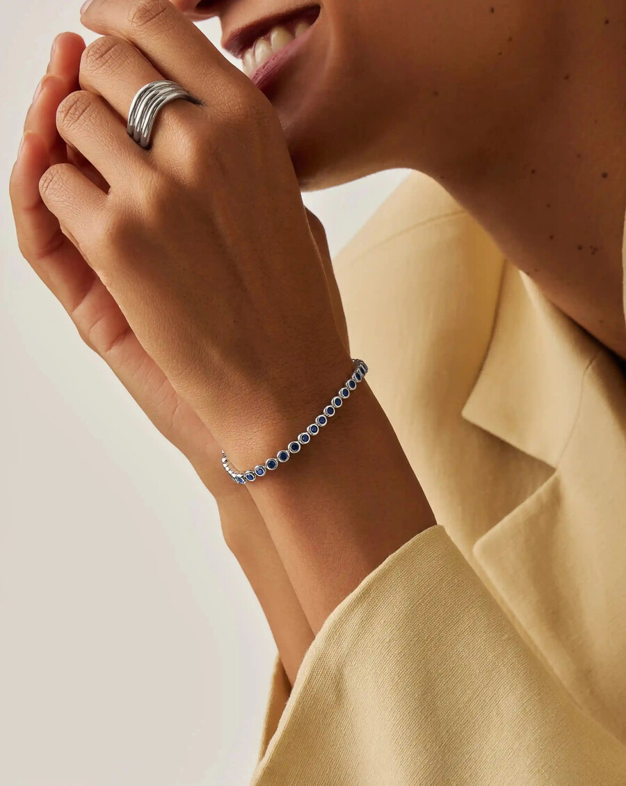 bracelet de tennis rond - argent bleu