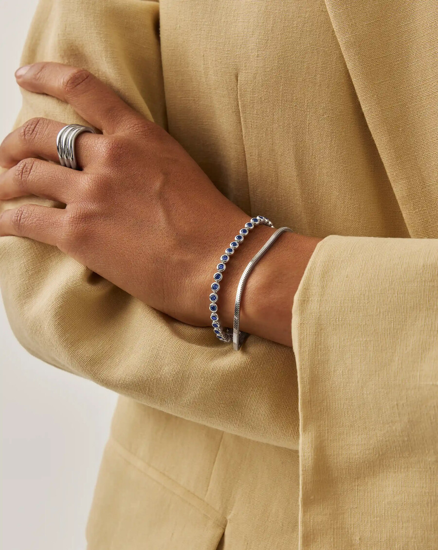 bracelet de tennis rond - argent bleu