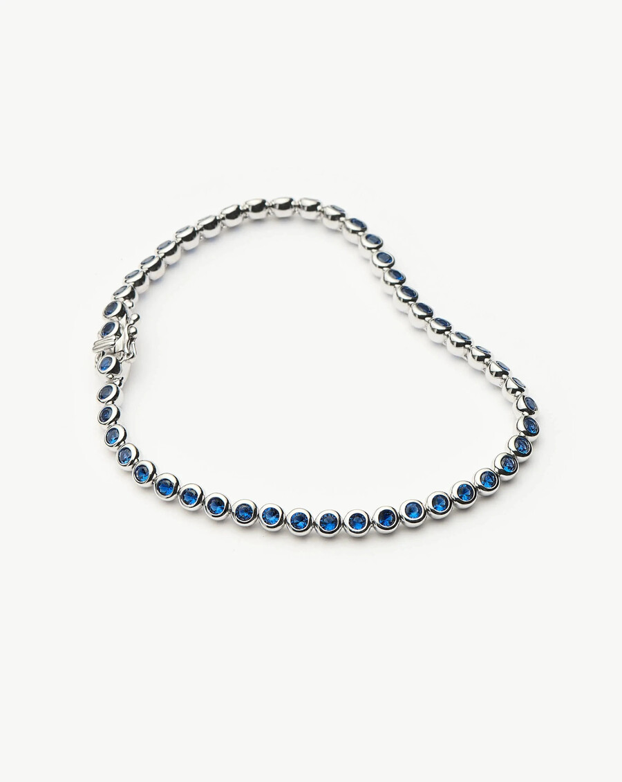 bracelet de tennis rond - argent bleu