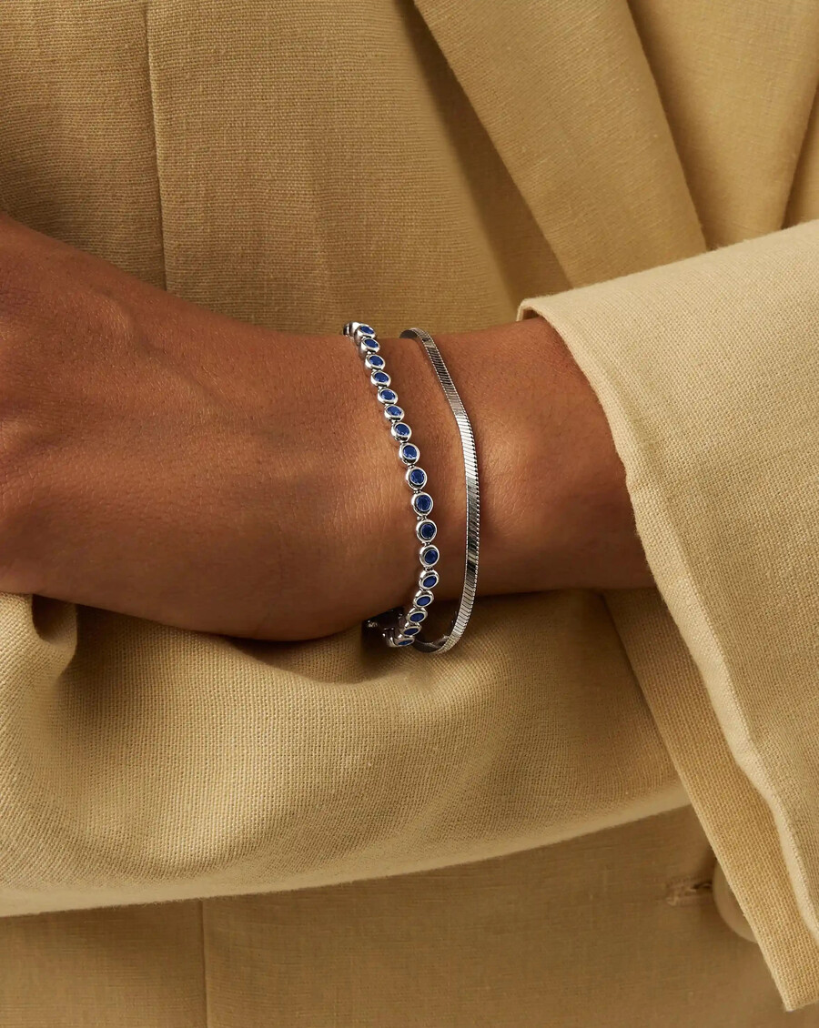 bracelet de tennis rond - argent bleu