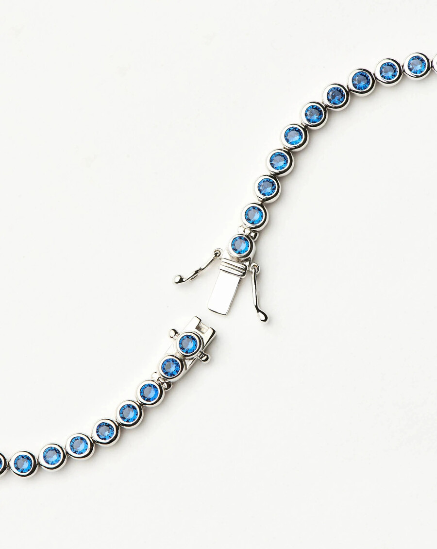bracelet de tennis rond - argent bleu