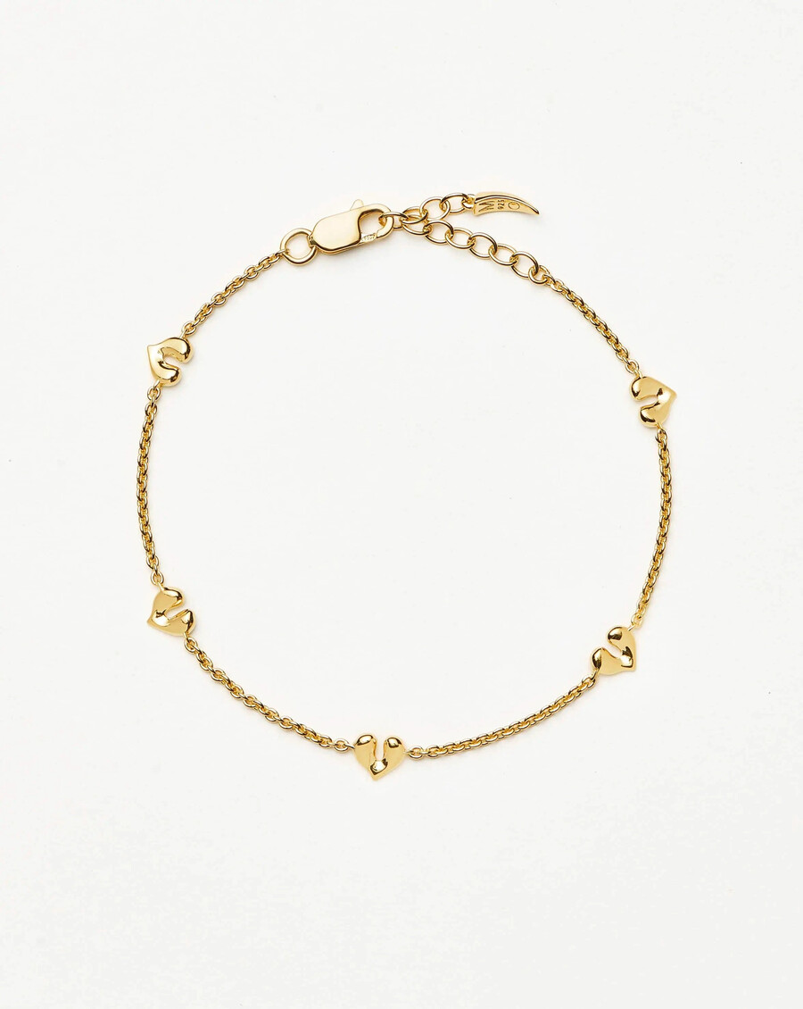 bracelet à breloques mini cœur fondu