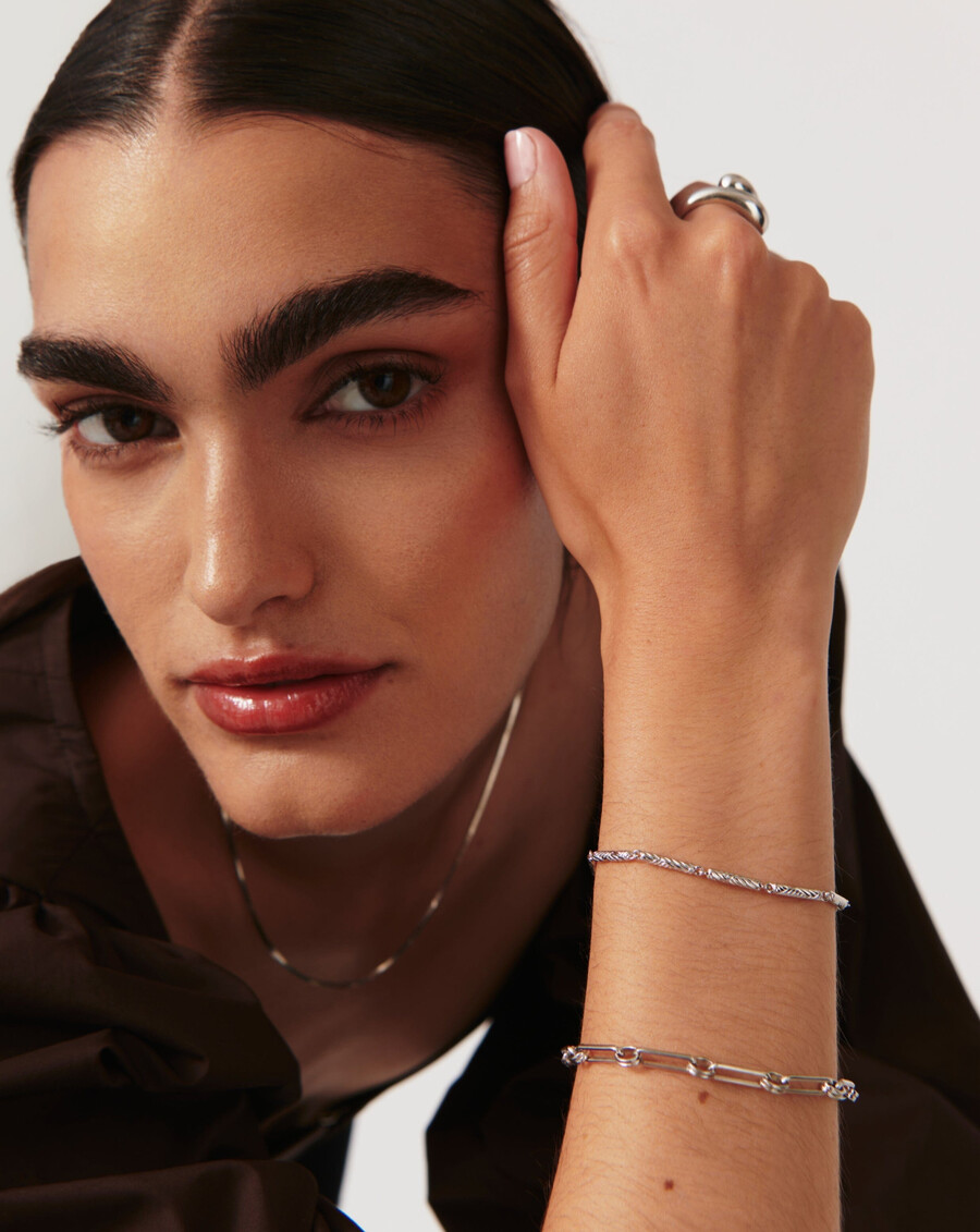 bracelet à maillons ondulés - argent