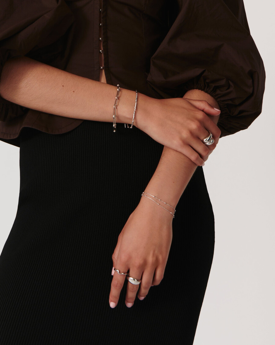 bracelet à maillons ondulés - argent