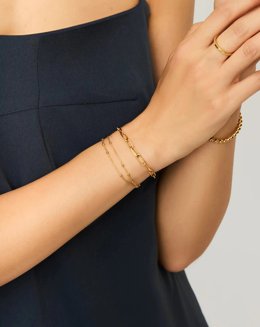 bracelet double chaîne - or