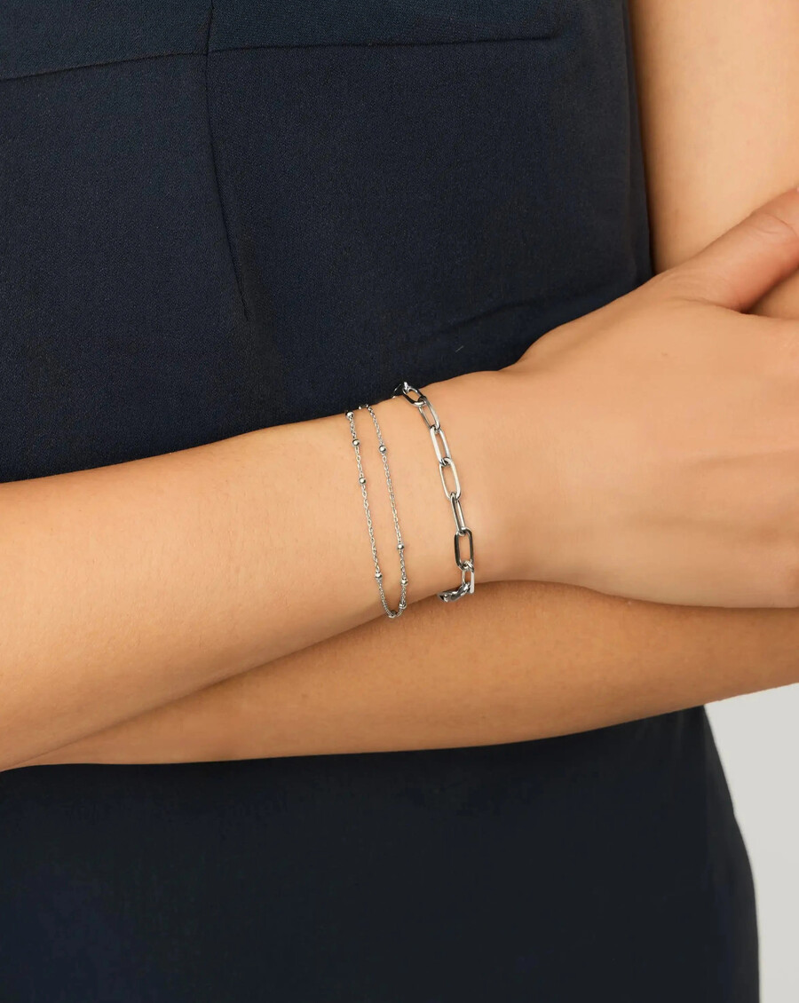 bracelet double chaîne - argent