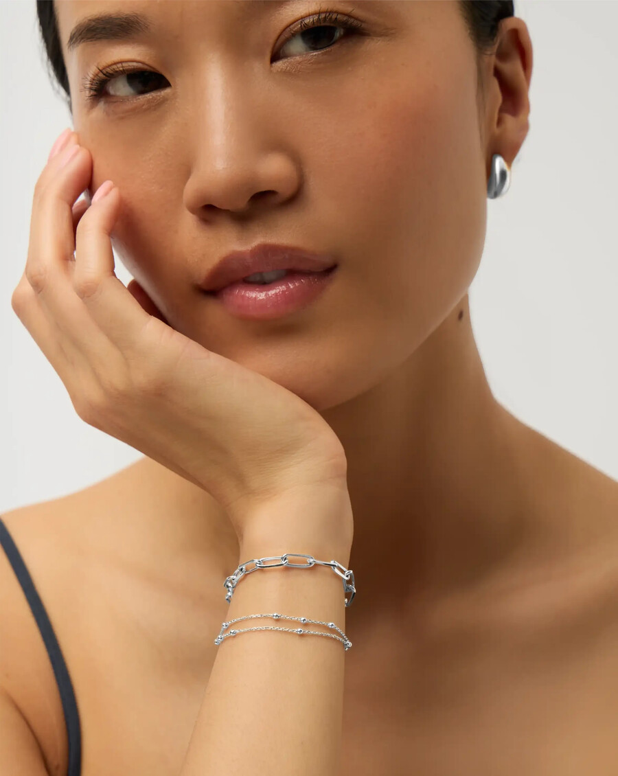 bracelet double chaîne - argent