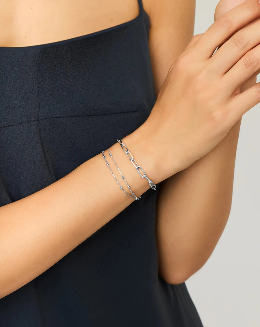 bracelet double chaîne - argent