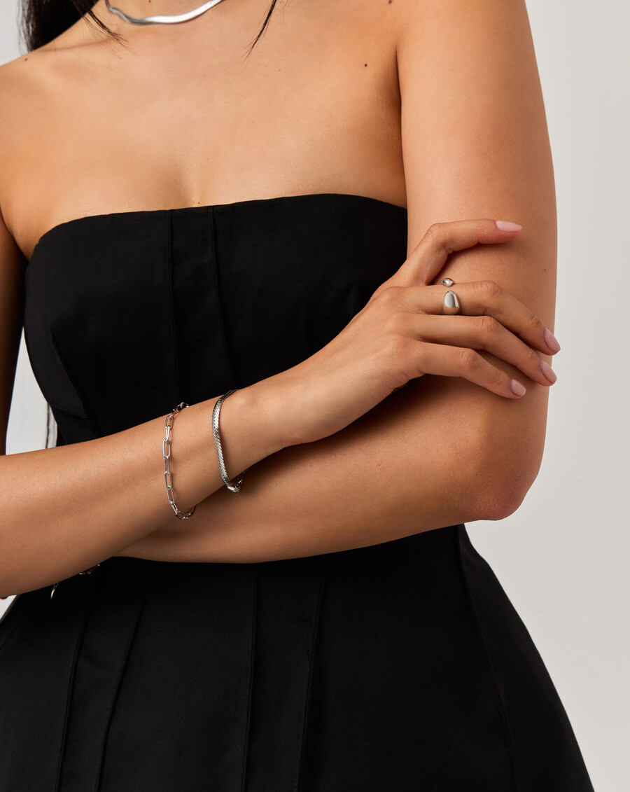 bracelet classique à mini chaîne trombone - argent