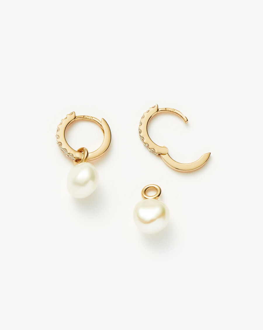 boucles doreilles créoles en or massif 14 carats avec pendentif diamant et perle