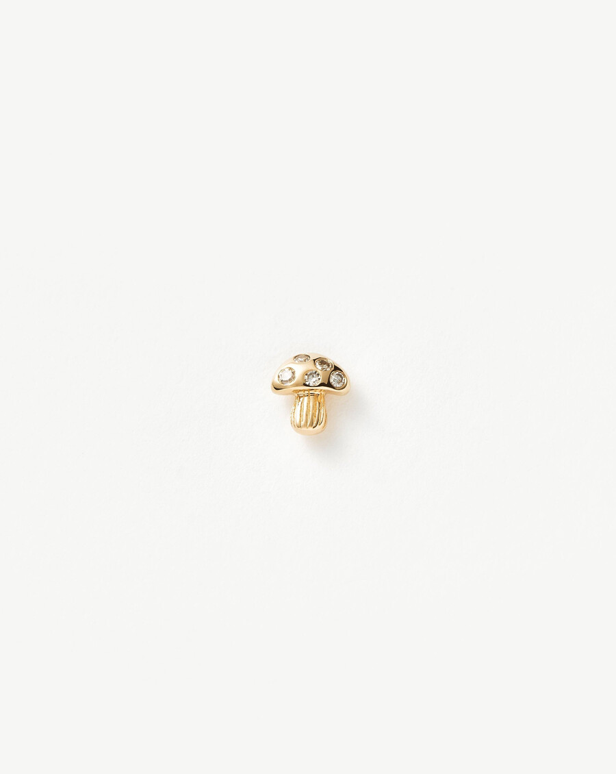 boucle doreille unique en forme de champignon avec diamant fin