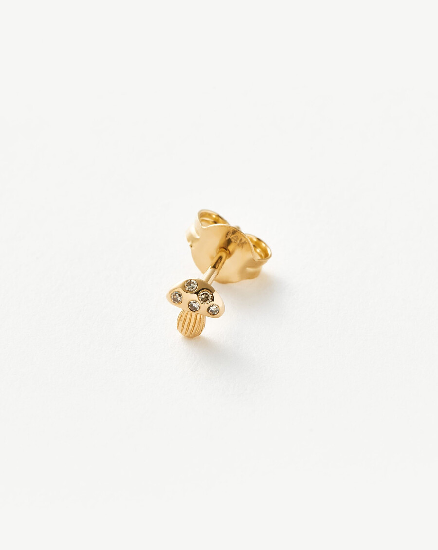 boucle doreille unique en forme de champignon avec diamant fin