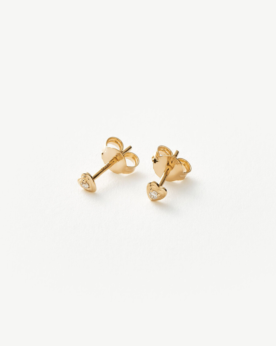 boucles doreilles puces en forme de cœur serties de diamants fins