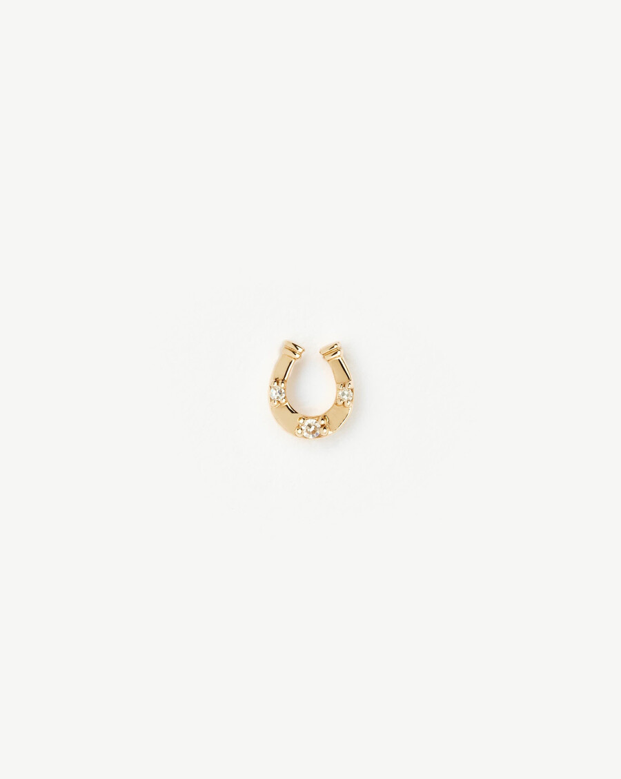 boucle doreille à clou unique en or massif 14 carats en forme de fer à cheval avec diamant unique