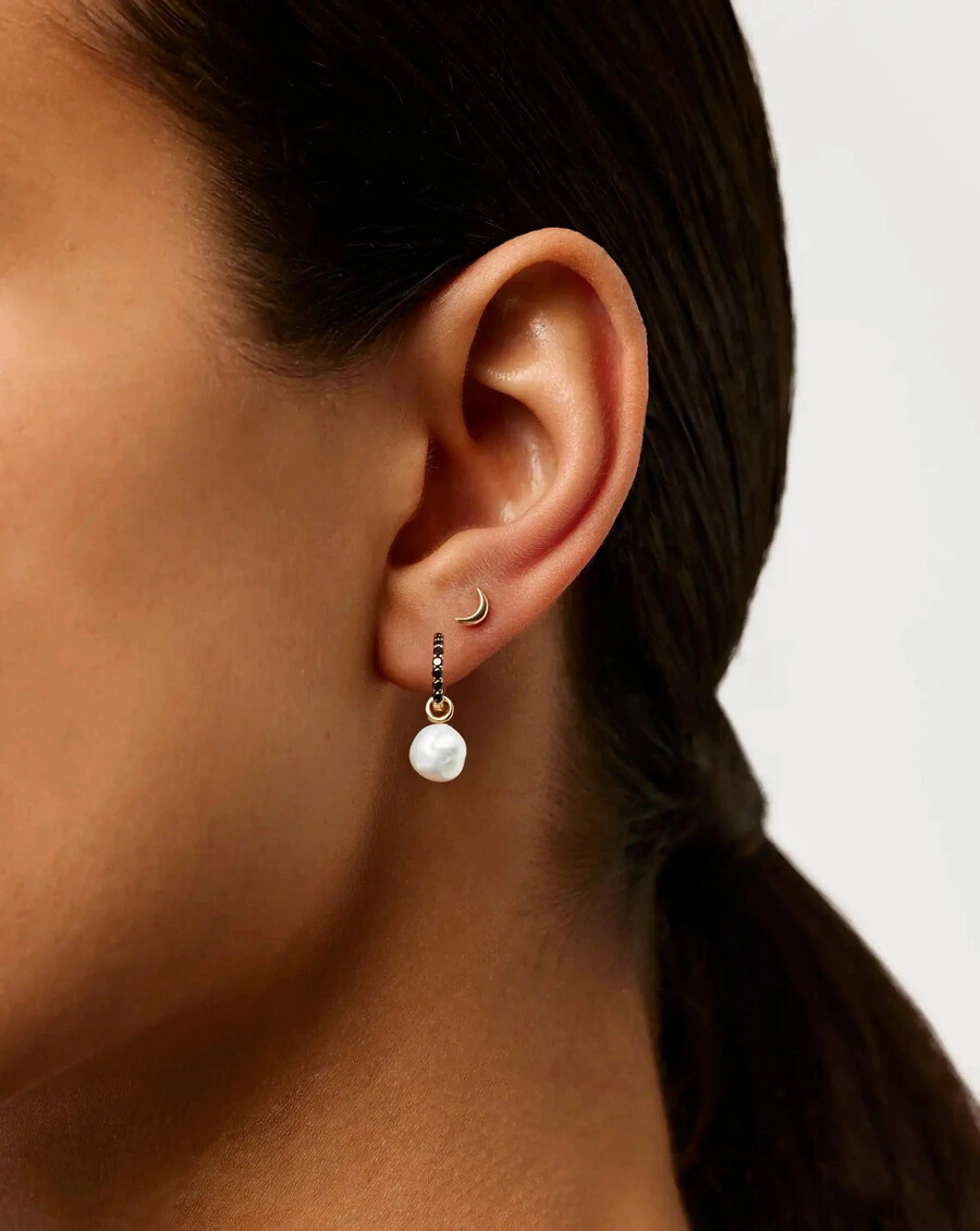 boucles doreilles puces en or massif 14 carats en forme de lune fermoir plat