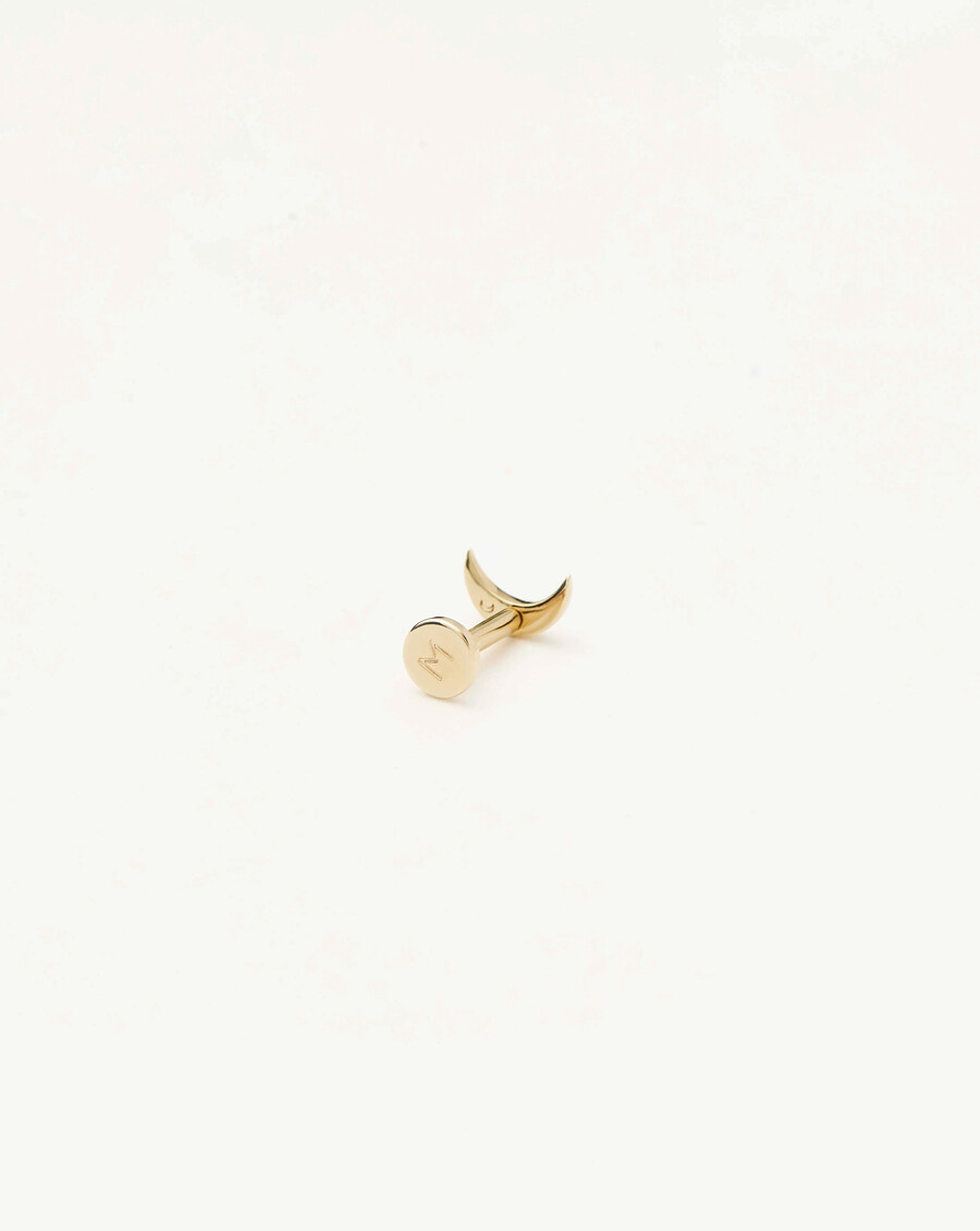 boucles doreilles puces en or massif 14 carats en forme de lune fermoir plat