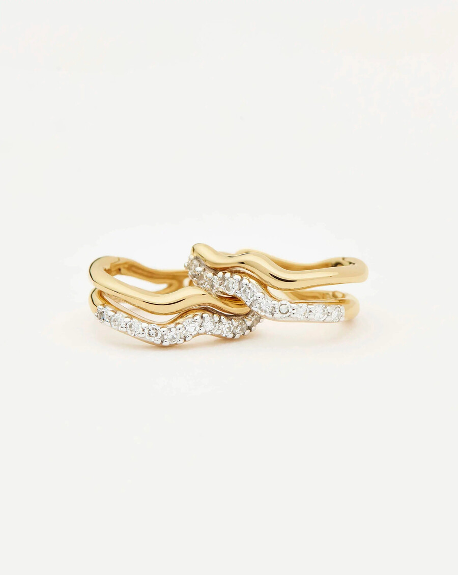 boucles doreilles créoles doubles mini en or massif 14 carats et diamants molten snow