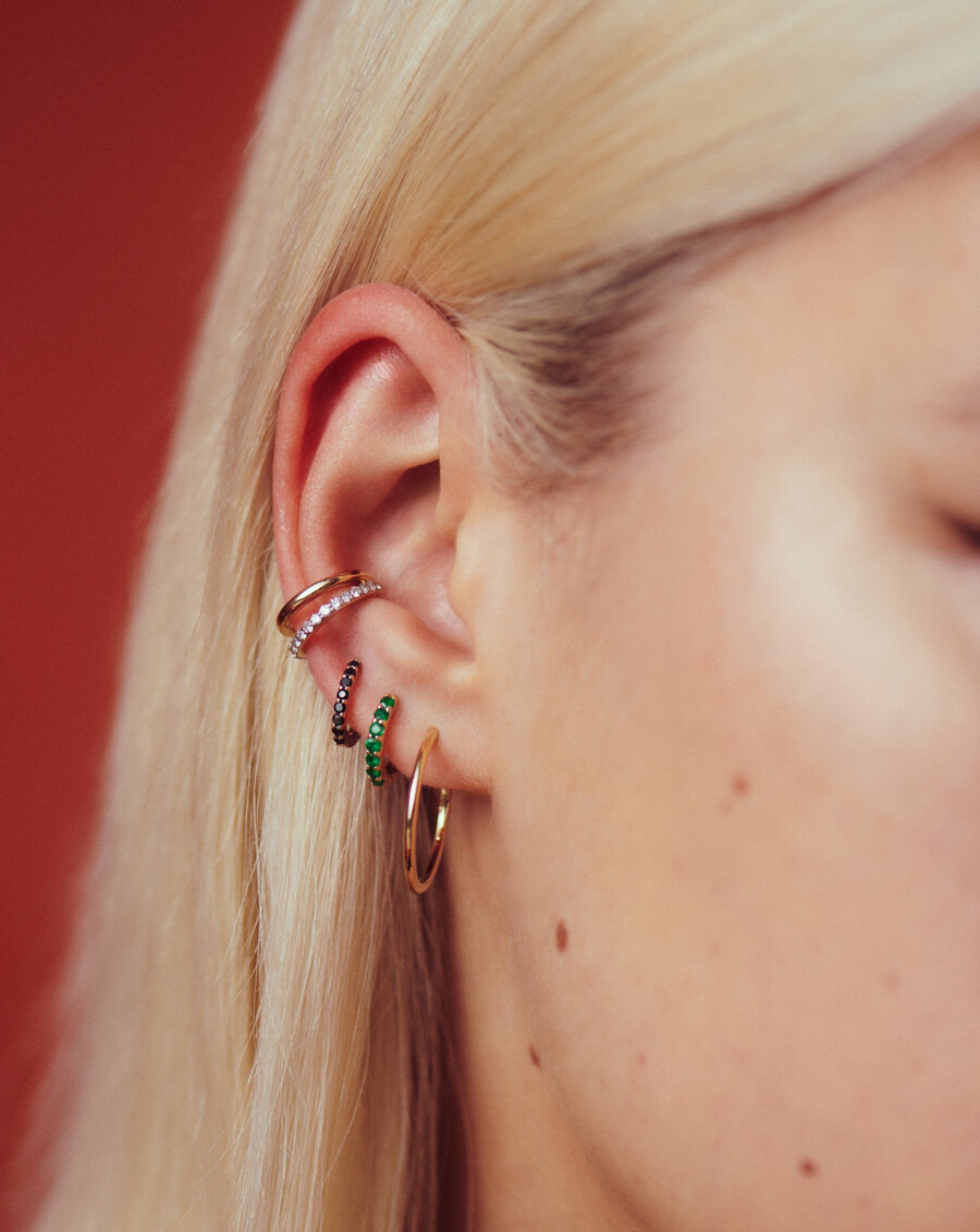 boucle doreille double en diamant fin