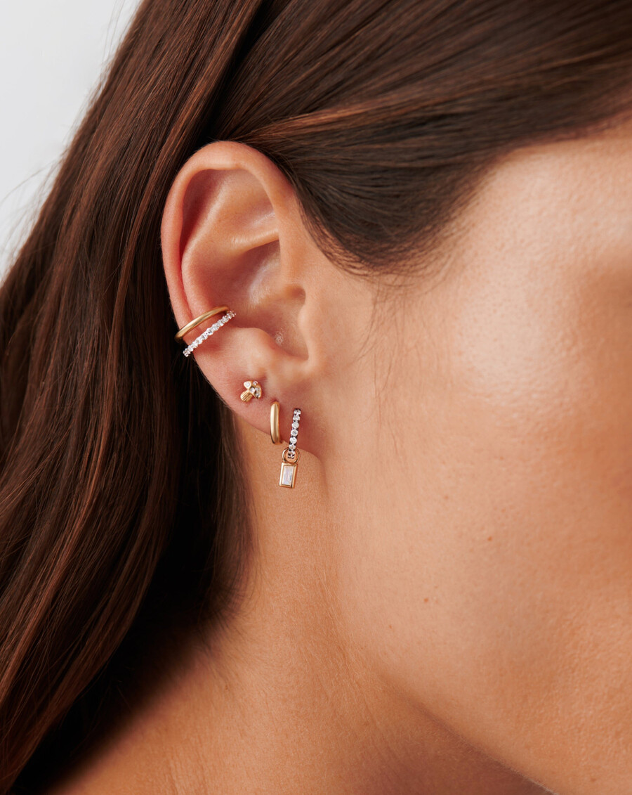 boucle doreille double en diamant fin