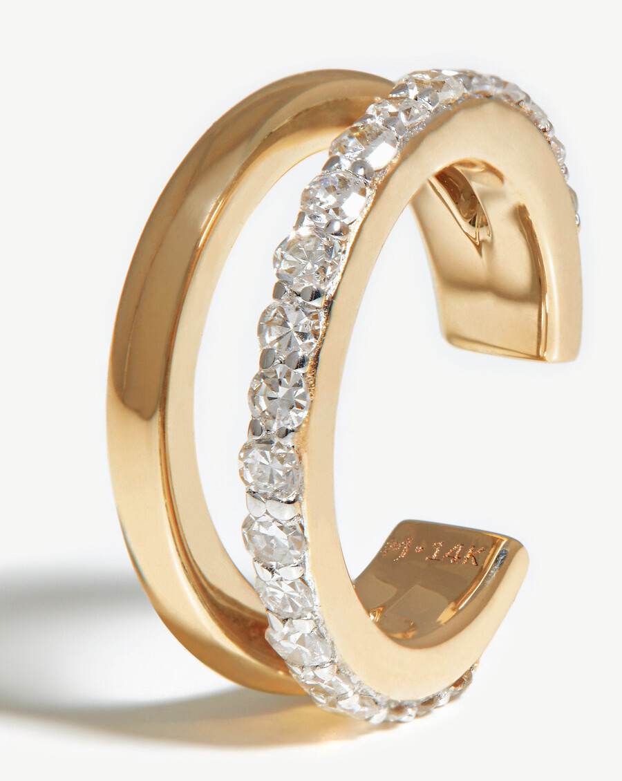 boucle doreille double en diamant fin