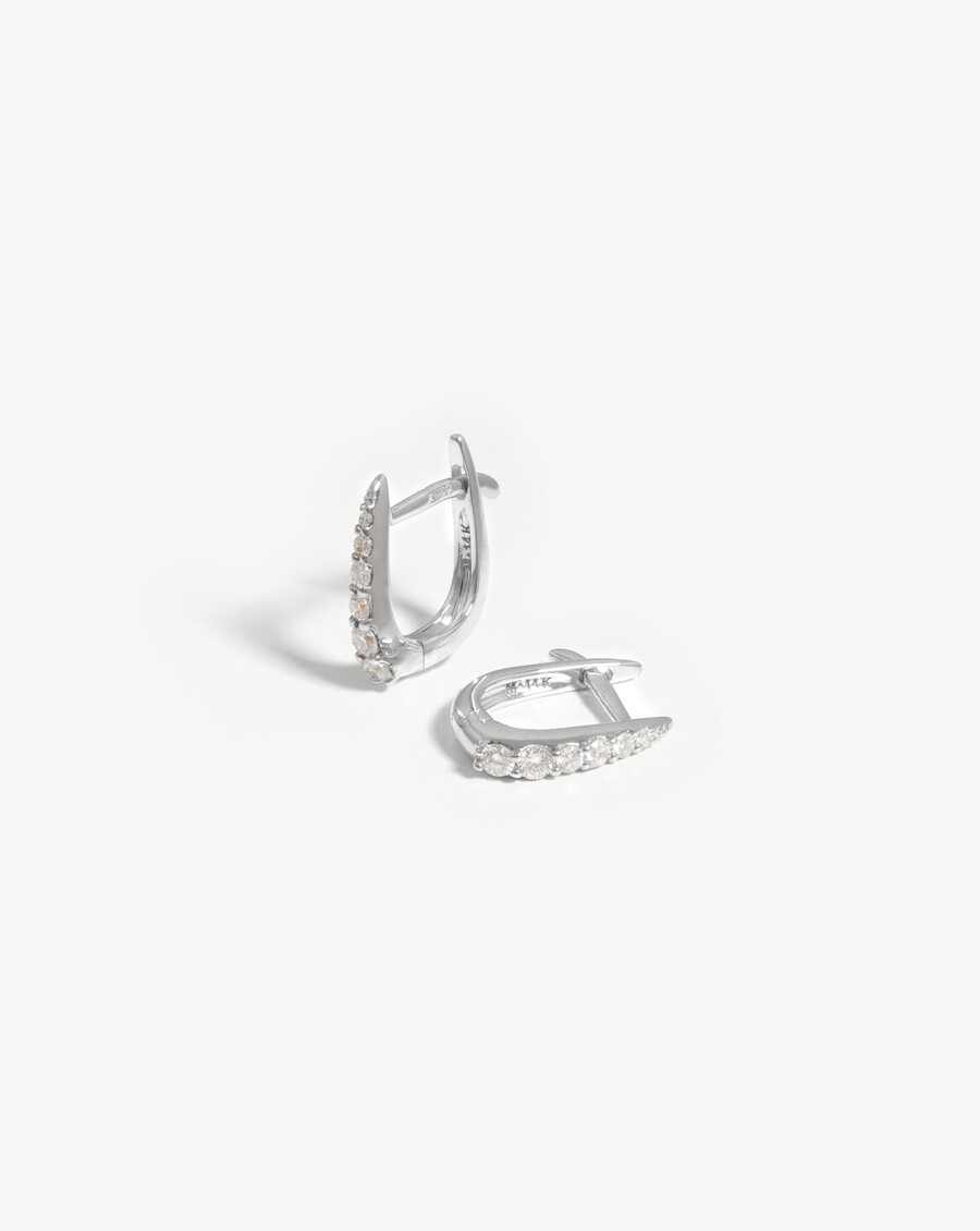 boucles doreilles créoles fine claw huggies - or blanc 14 carats et diamants