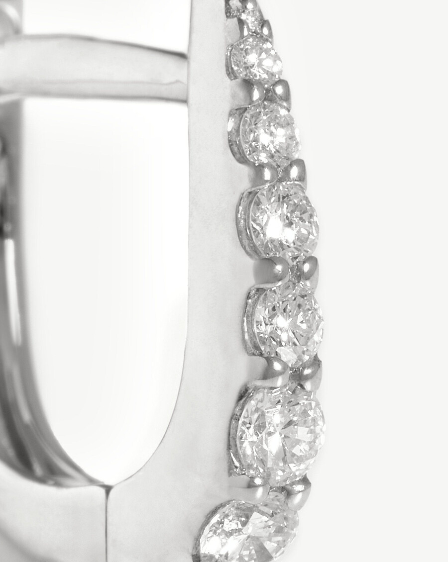 boucles doreilles créoles fine claw huggies - or blanc 14 carats et diamants